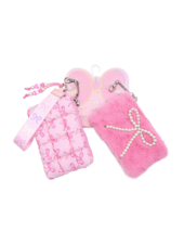 OMG Accessories Bow Quilted Scrunchies 3 Piece Coin Purse Keychain Set {Petal}