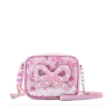 OMG Accessories Confetti Floral Bow Mini Crossbody Bag {Peony}