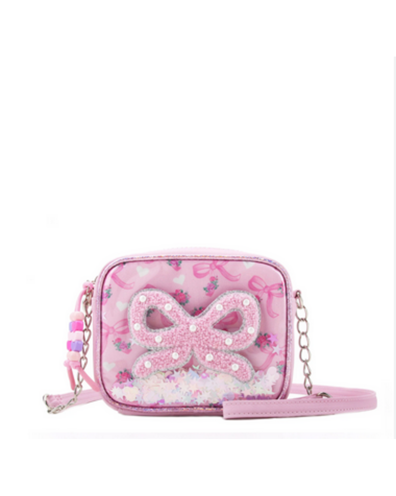 OMG Accessories Confetti Floral Bow Mini Crossbody Bag {Peony}