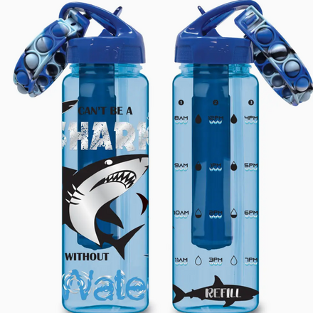 Hot Focus Inc. Time Marker Water Bottle w/ Freezer Tube {Shark}