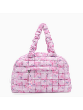 OMG Accessories Quilted Scrunchies Floral Bow Printed Medium Duffle Bag {Petal Floral}