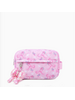 OMG Accessories Quilted Floral Bow Printed Pouch with Charm {Peony}