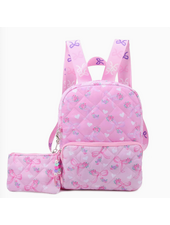 OMG Accessories Quilted Scrunchies Printed Mini Backpack with Coin Purse {Peony}