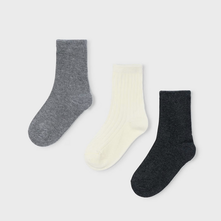 Mayoral 3 Pack Socks {Ivory/Gray/Slate}