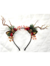 M.L. Kids Reindeer Light Up Antlers w/ Pine Cones Headband