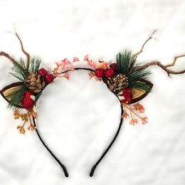 M.L. Kids Reindeer Light Up Antlers w/ Pine Cones Headband