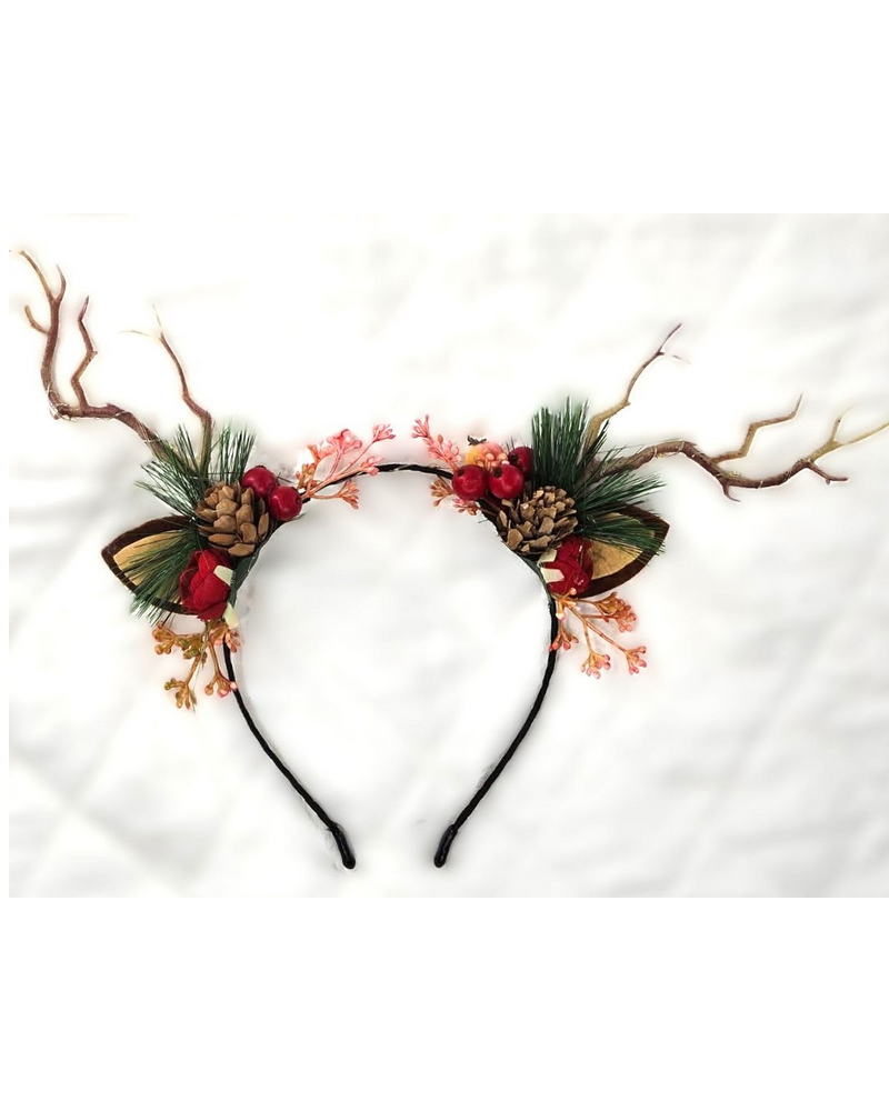 M.L. Kids Reindeer Light Up Antlers w/ Pine Cones Headband