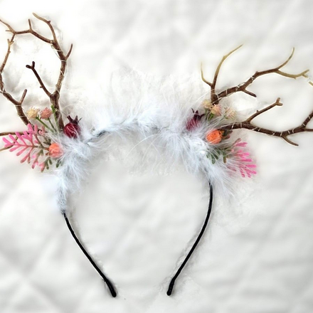 M.L. Kids Reindeer Light Up Antlers w/ Feathers Headband