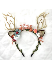 M.L. Kids Reindeer Light Up Antlers w/ Feathers Headband {Blue Flower}