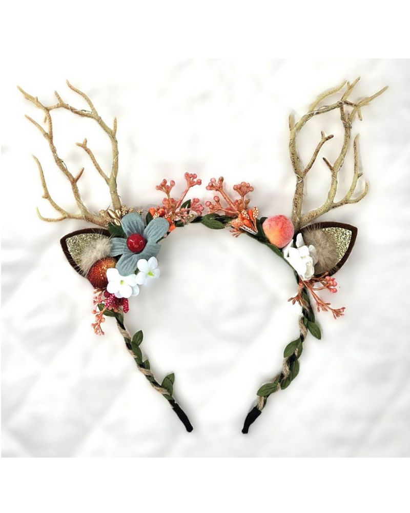 M.L. Kids Reindeer Light Up Antlers w/ Feathers Headband {Blue Flower}