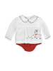 Petit Ami Reindeer Embroidered L/S Diaper Set {Wht/Red}