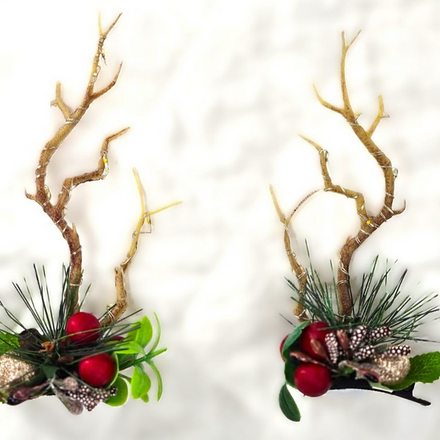 M.L. Kids Reindeer Light Up Antlers Hair Clips {Red Flower}