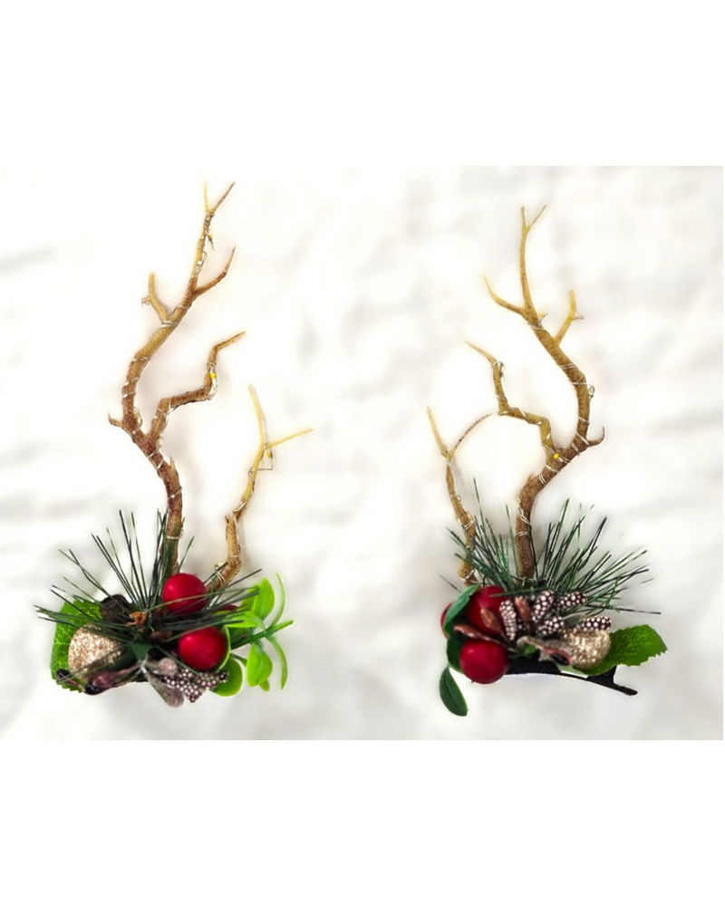 M.L. Kids Reindeer Light Up Antlers Hair Clips {Red Flower}