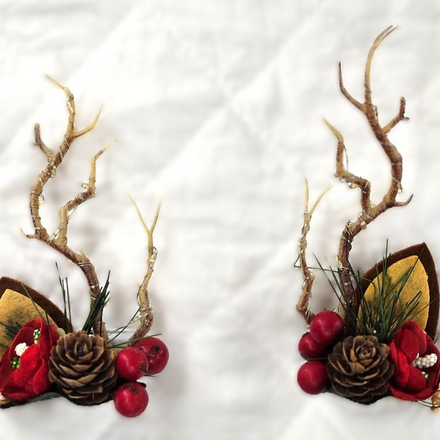 M.L. Kids HB023 Reindeer Light Up Antlers w/ Ears Hair Clips {Red Flower}