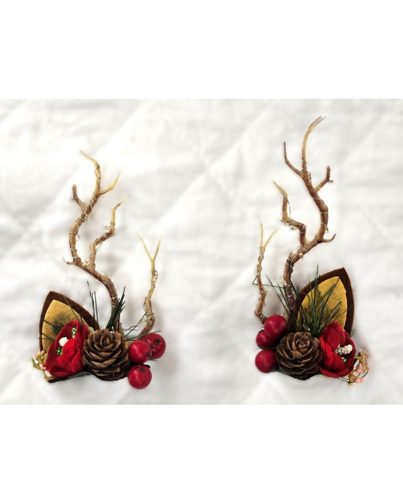 M.L. Kids HB023 Reindeer Light Up Antlers w/ Ears Hair Clips {Red Flower}