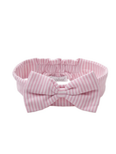 Stripes Bow Headband {White/Pink} One Size