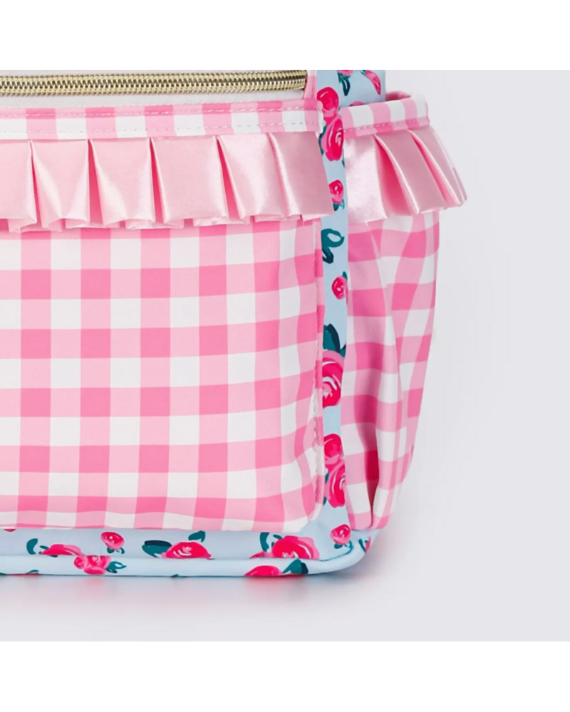 Sassy Kids Palace  Floral Ruffle Backpack {Lt. Blue/Pink Plaid}