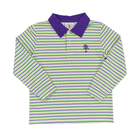 Cypress Row Throw Me Something Mister L/S Polo Shirt {Mardi Gras}
