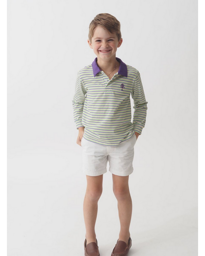 Cypress Row Throw Me Something Mister L/S Polo Shirt {Mardi Gras}