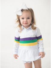 Cypress Row Mardi Gras Rugby Bubble Short Set {Wht/Grn/Ywl}