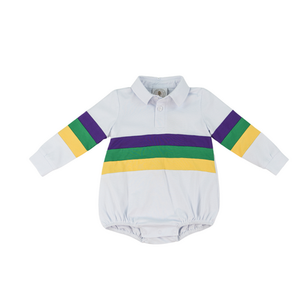 Cypress Row Mardi Gras Rugby Bubble {Wht/Grn/Ywl}