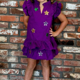 M.L. Kids Ruffle Dress w/ Sequin Stars {Purple}