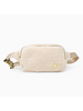 Fuzzy Crossbody Sling Bag w/ Heart {Beige}