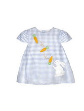 Petit Ami Bunny Embroidered Gingham Dress {Blue} S26