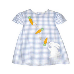 Petit Ami Bunny Embroidered Gingham Dress {Blue} S26