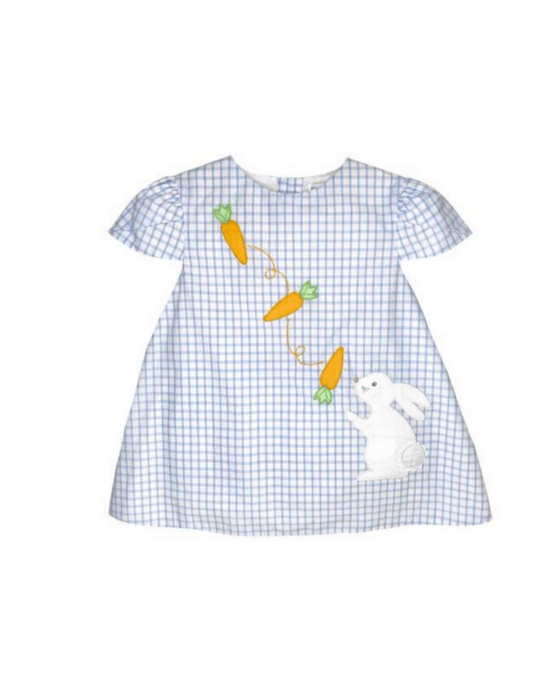 Petit Ami Bunny Embroidered Gingham Dress {Blue} S26
