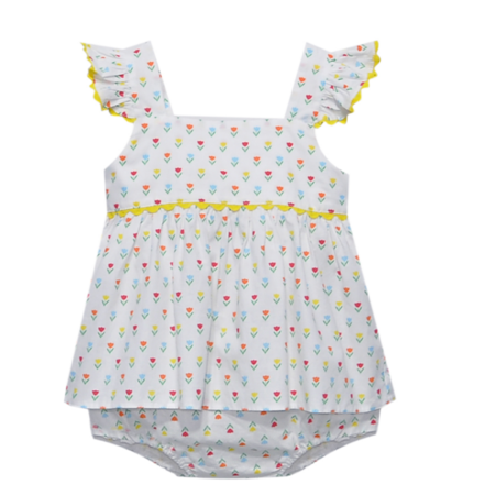 Baby Sen by Remember Nguyen Tiny Tulips Clementine Bloomer Set {Multi}