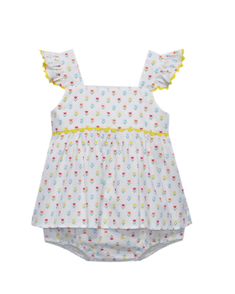 Baby Sen by Remember Nguyen Tiny Tulips Clementine Bloomer Set {Multi}