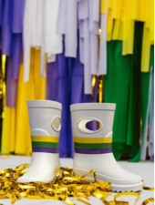 Petit Vivie Mardi Gras Major Rain Boots {White}