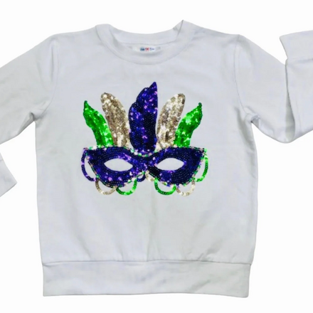Mardi Gras Sequin Mask L/S Shirt