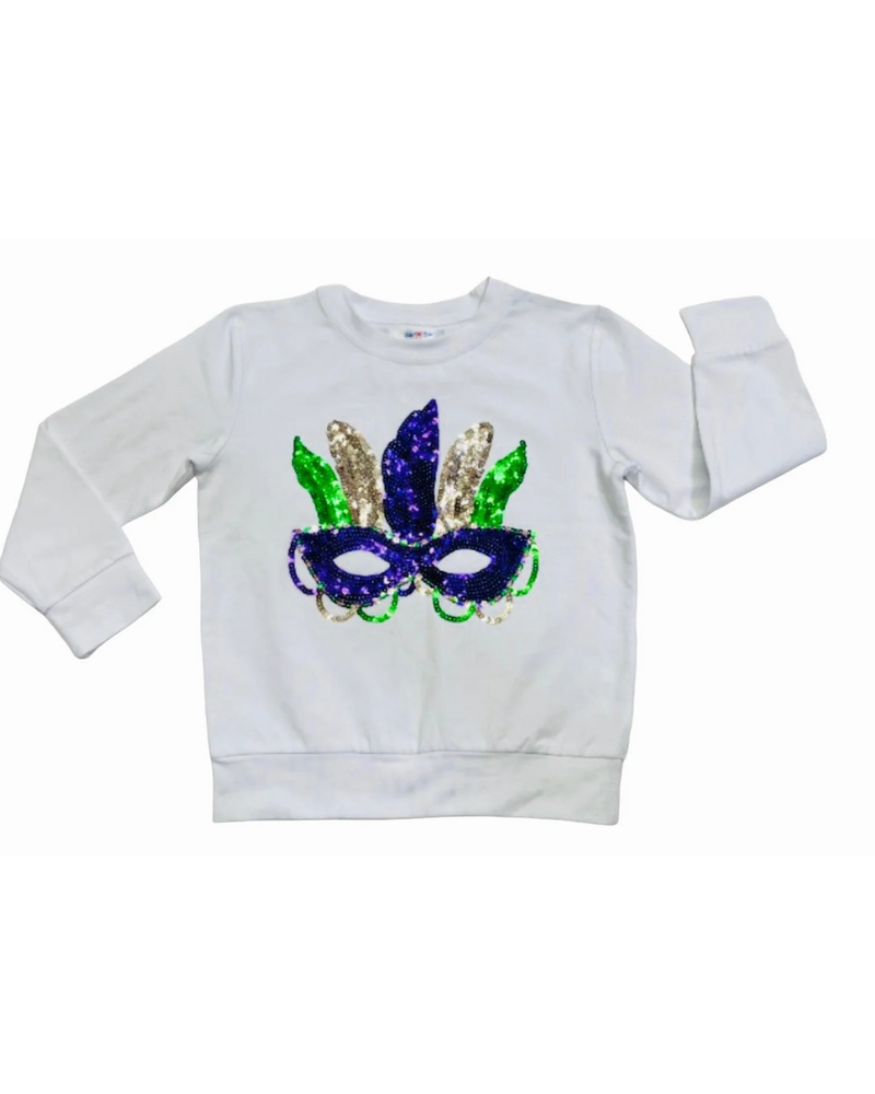Mardi Gras Sequin Mask L/S Shirt