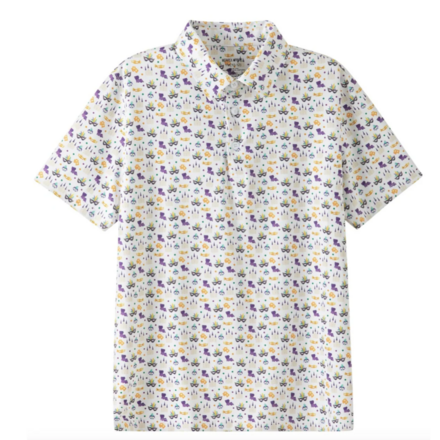 Meripex Mardi Gras Printed Dry Fit Polo Shirts {White}