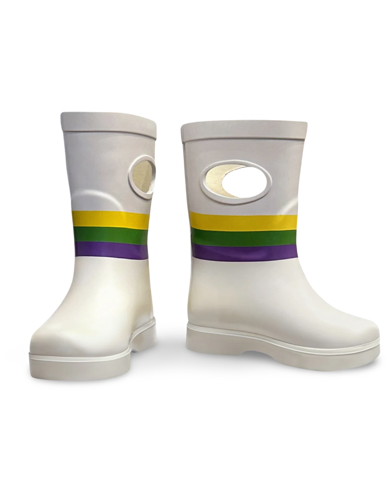 Petit Vivie Mardi Gras Major Rain Boots {White}