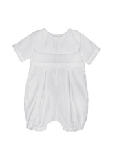 Petit Ami Emb. Cross Christening Romper w/ Hat {Wht}