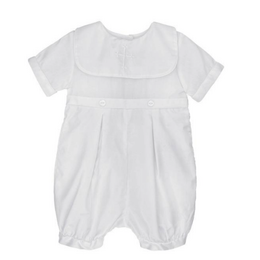 Petit Ami Emb. Cross Christening Romper w/ Hat {Wht}
