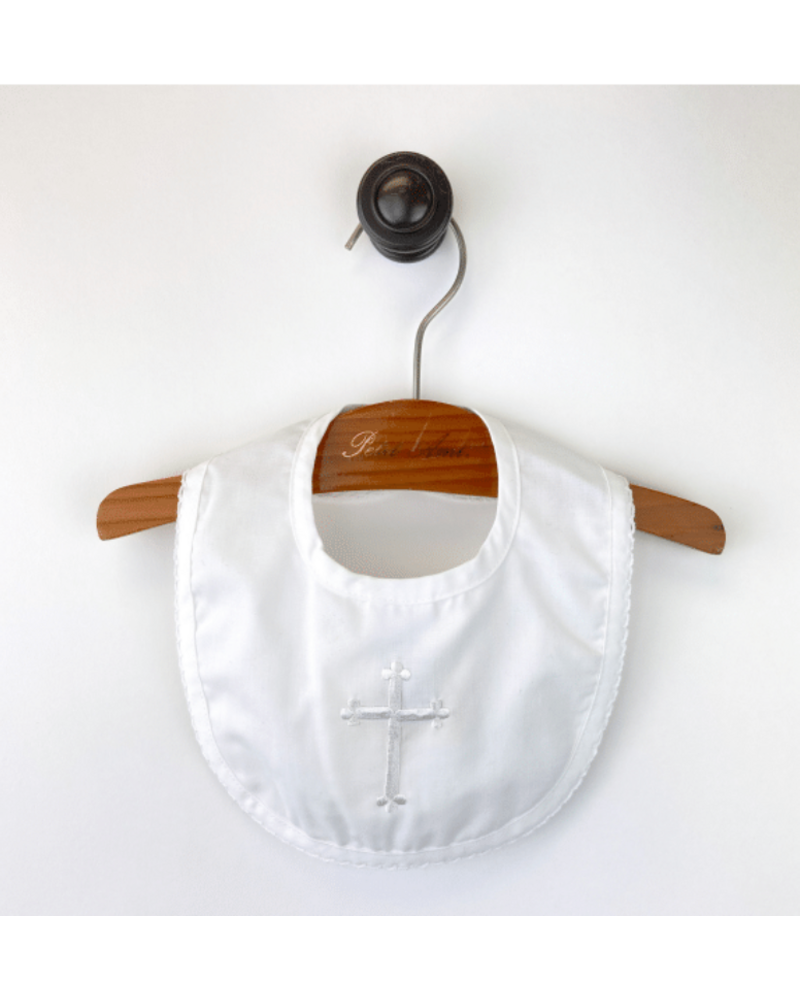 Petit Ami Christening Cross Bib {White}
