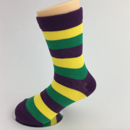 SongLily Mardi Gras Stripe Socks {Ywl/Purp/Grn}