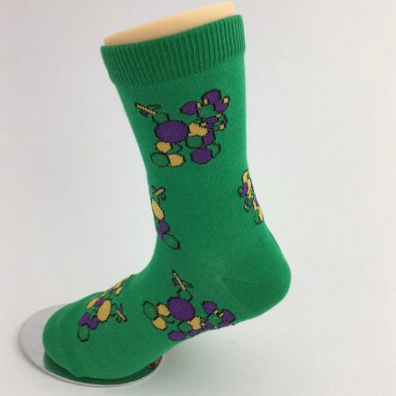SongLily Mardi Gras Bead Dogs Socks {Grn/Ywl/Purp}
