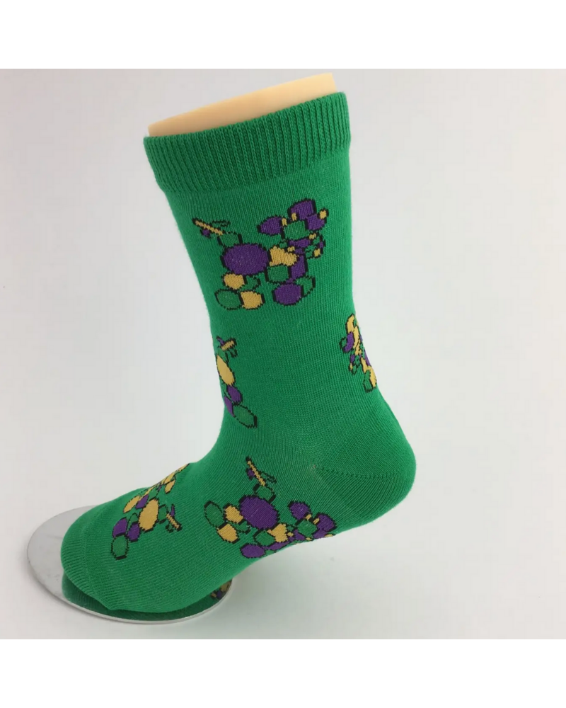 SongLily Mardi Gras Bead Dogs Socks {Grn/Ywl/Purp}