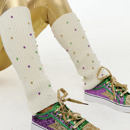 SongLily Mardi Gras Pearl leg warmers {Ivory}