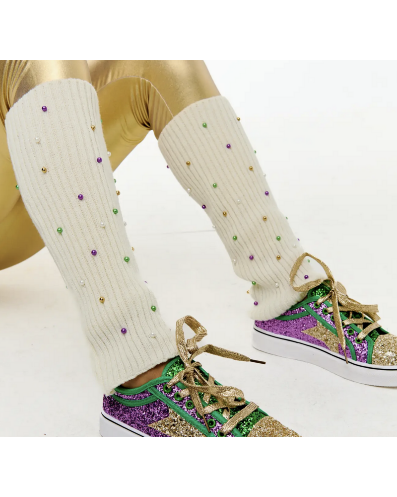 SongLily Mardi Gras Pearl leg warmers {Ivory}