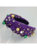 SongLily Mardi Gras Big Knot Headband Pearls and Rhinestones {Purple}
