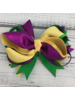 SongLily Mardi Gras glitter ribbon hair bow