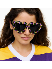 SongLily Mardi Gras stone heart sunglasses