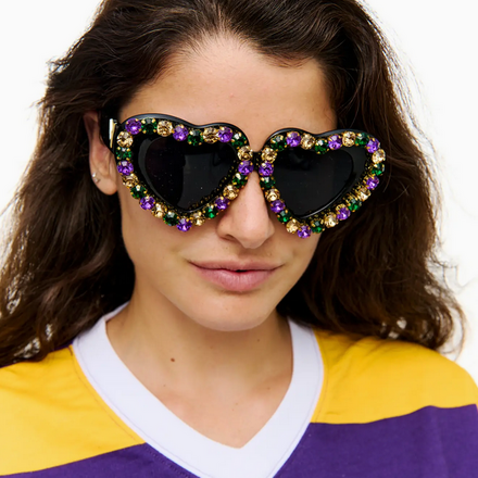SongLily Mardi Gras stone heart sunglasses