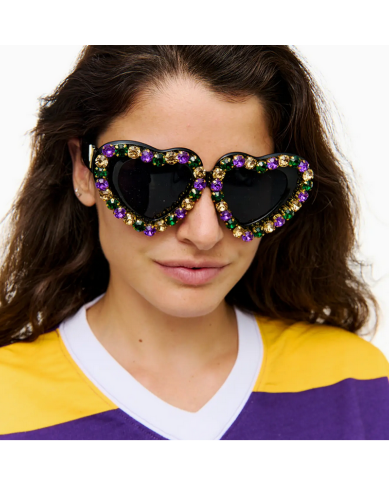 SongLily Mardi Gras stone heart sunglasses